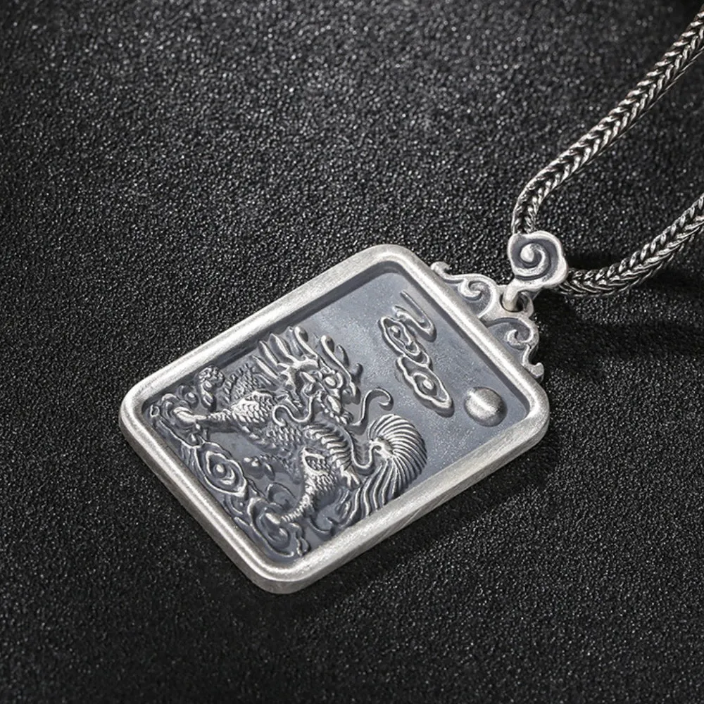 Real Solid 999 Sterling Silver Pendants Animal kirin Auspicious Cloud Fashion Jewelry
