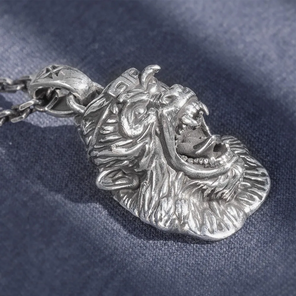 Real Solid 999 Sterling Silver Pendants  Animal Monkey Auspicious Cloud Jewelry