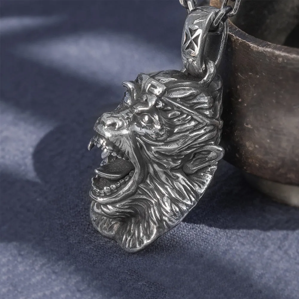 Real Solid 999 Sterling Silver Pendants  Animal Monkey Auspicious Cloud Jewelry