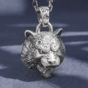 Real Solid 999 Sterling Silver Pendants Animal Zodiac Tiger Om Mani Padme Hum Jewelry