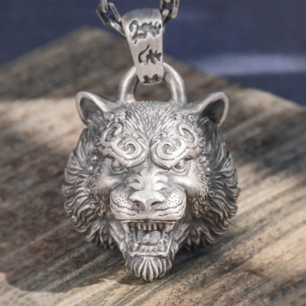 Real Solid 999 Sterling Silver Pendants Animal Zodiac Tiger Om Mani Padme Hum Jewelry