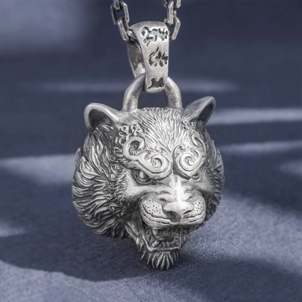 Real Solid 999 Sterling Silver Pendants Animal Zodiac Tiger Om Mani Padme Hum Jewelry