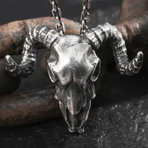 Real Solid 999 Sterling Silver Pendants Ram Head Goat Animal Horn Gothic Jewelry