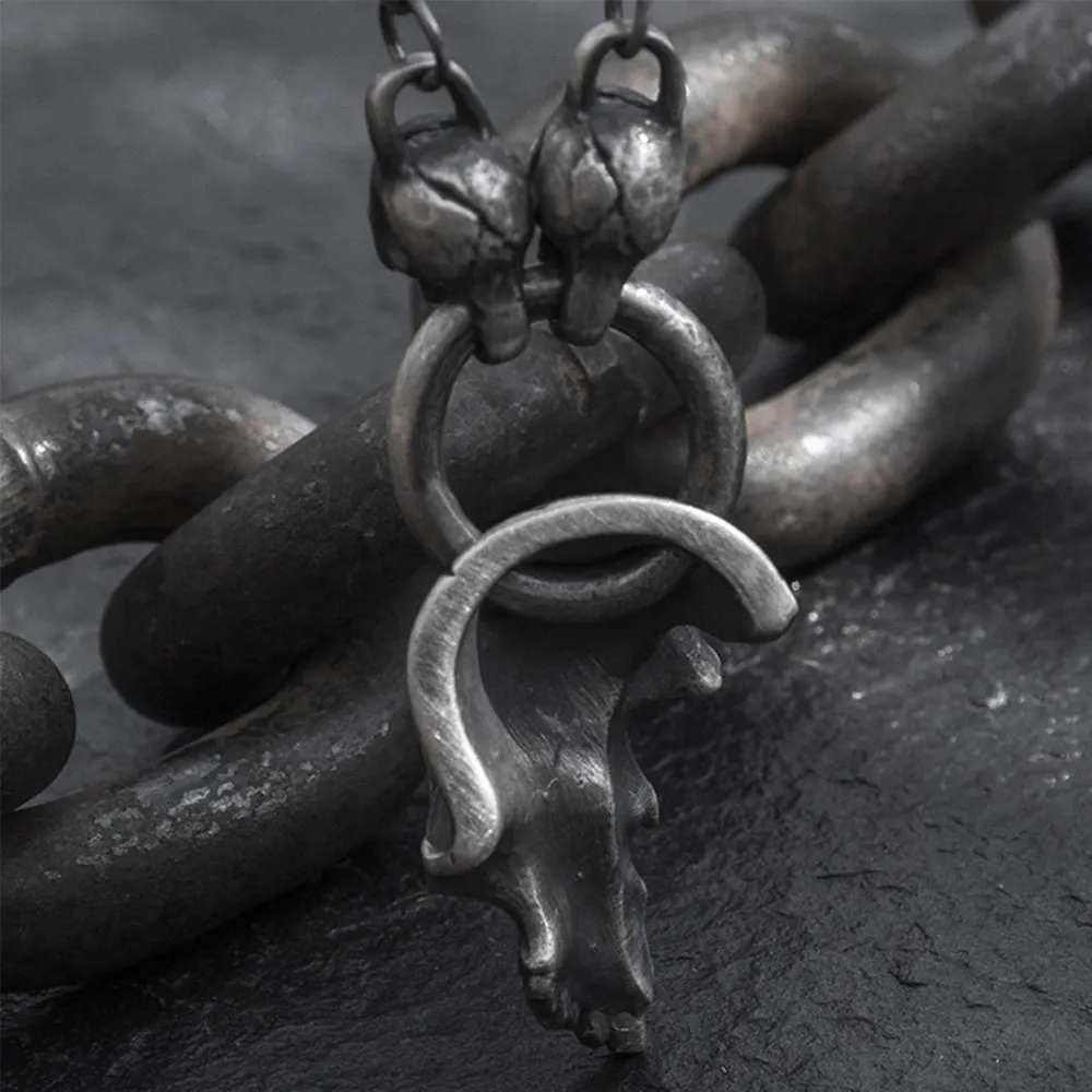 Real Solid 999 Sterling Silver Pendants Three Skulls Crack Punk Jewelry