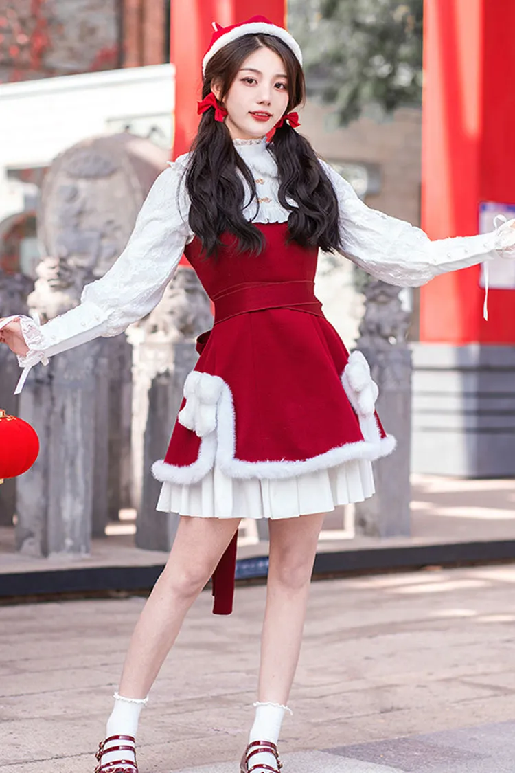 Red/White Bowknot Lantern Festival And New Year Sweet Lolita Jumper Dress