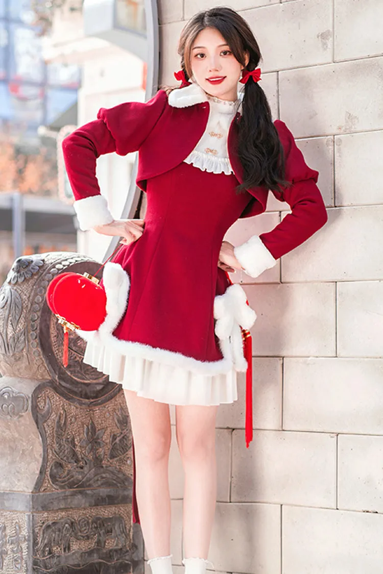 Red/White Bowknot Lantern Festival And New Year Sweet Lolita Jumper Dress