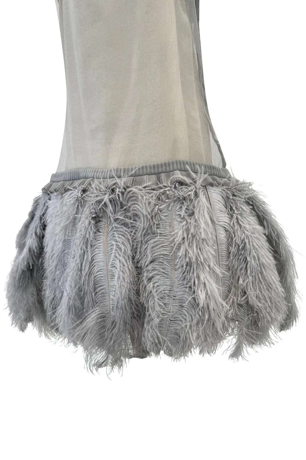 Resort 2018 Prada by Miuccia Prada Silk Organza Dress w Feather Hem