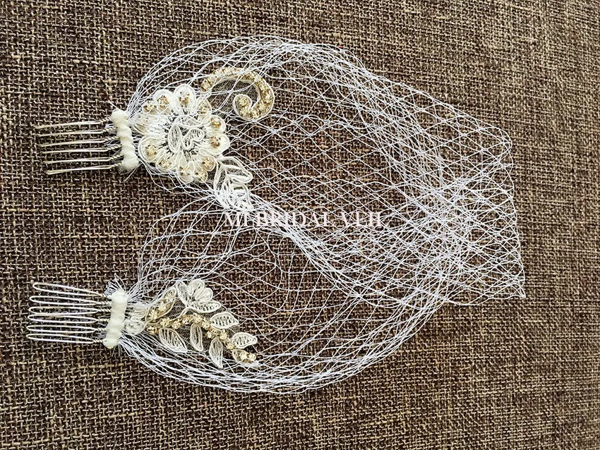 Rhinestone Bandeau Birdcage, Russian Netting Veil, Headband Veil, Mi Bridal