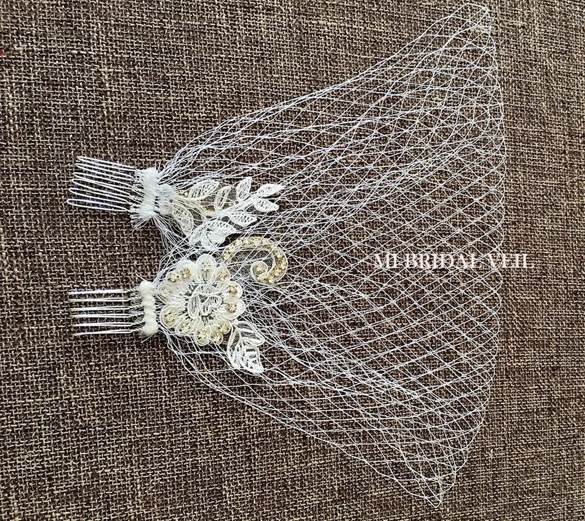 Rhinestone Bandeau Birdcage, Russian Netting Veil, Headband Veil, Mi Bridal