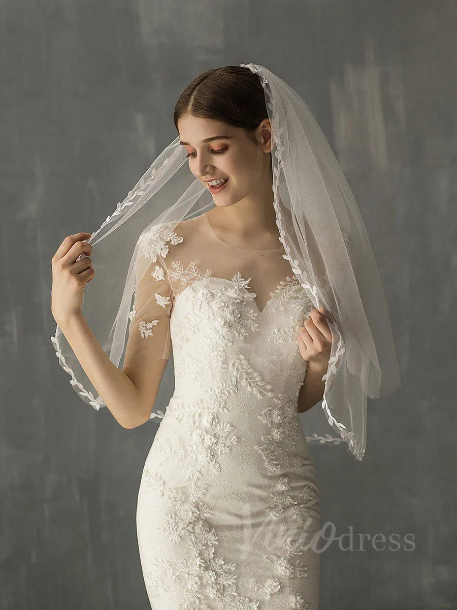 Roycebridal Elbow Length Boho Wedding Veils for Brides AC1013