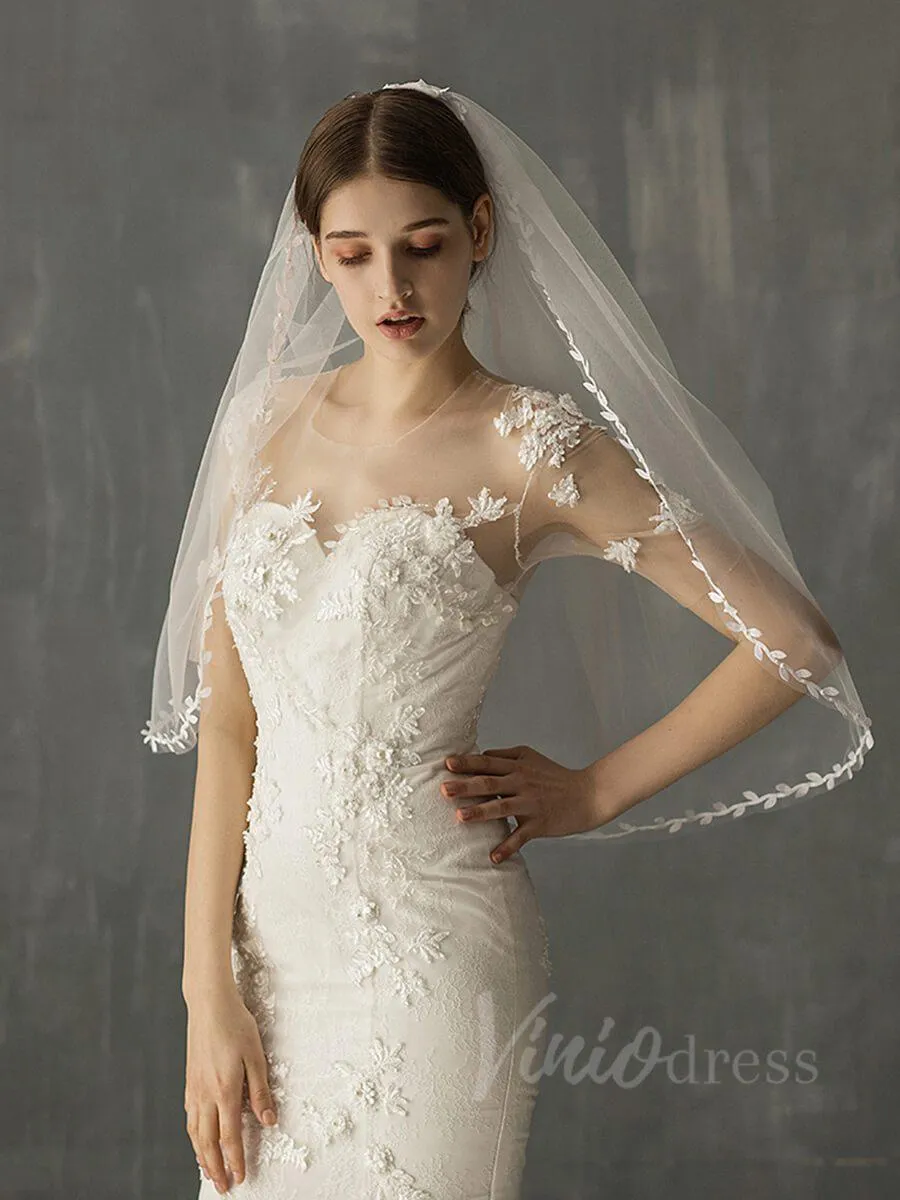 Roycebridal Elbow Length Boho Wedding Veils for Brides AC1013