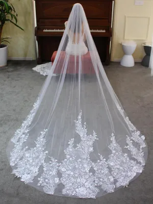 Roycebridal Floral Lace Cathedral Veil for Bride Viniodress V688