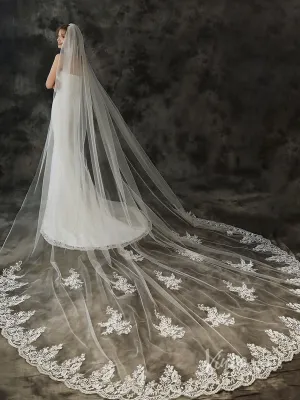 Roycebridal Vintage 1 Tier Lace Cathedral Veil Viniodress TS1925