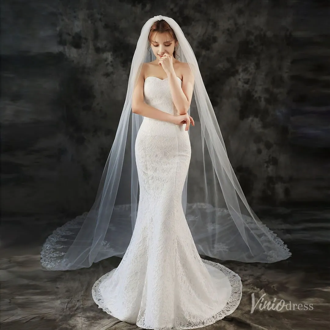 Roycebridal Vintage 1 Tier Lace Cathedral Veil Viniodress TS1925