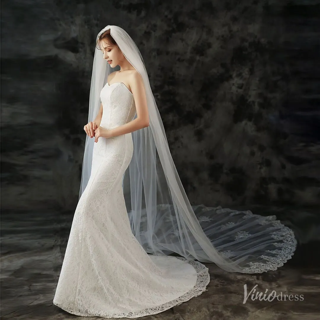 Roycebridal Vintage 1 Tier Lace Cathedral Veil Viniodress TS1925