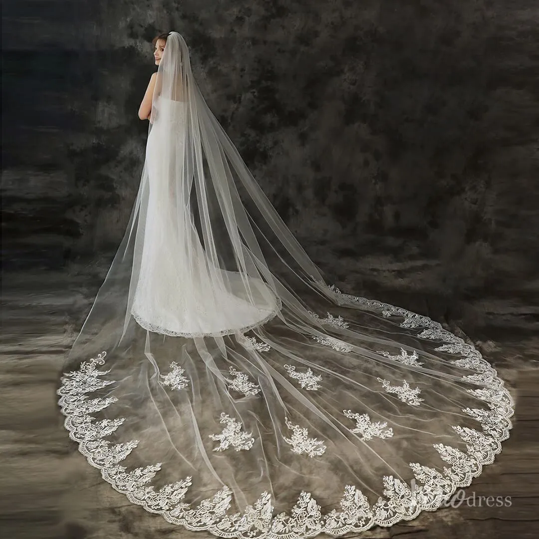 Roycebridal Vintage 1 Tier Lace Cathedral Veil Viniodress TS1925