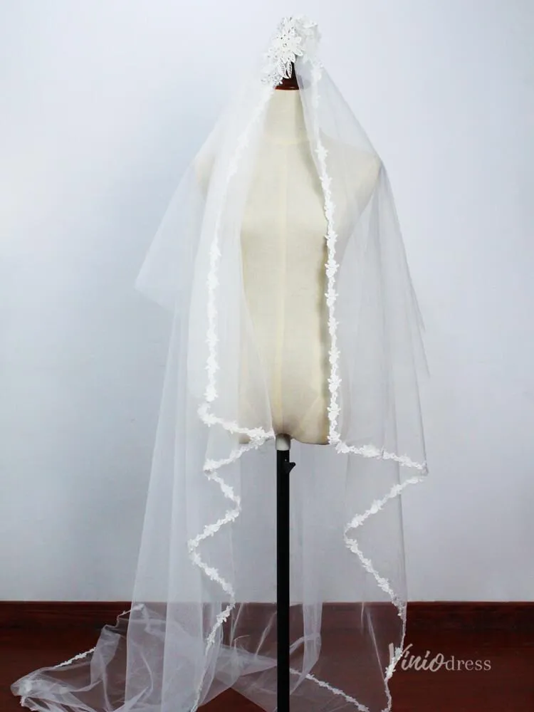 Roycebridal Vintage Lace Floor Length Bridal Veil Viniodress AC1303