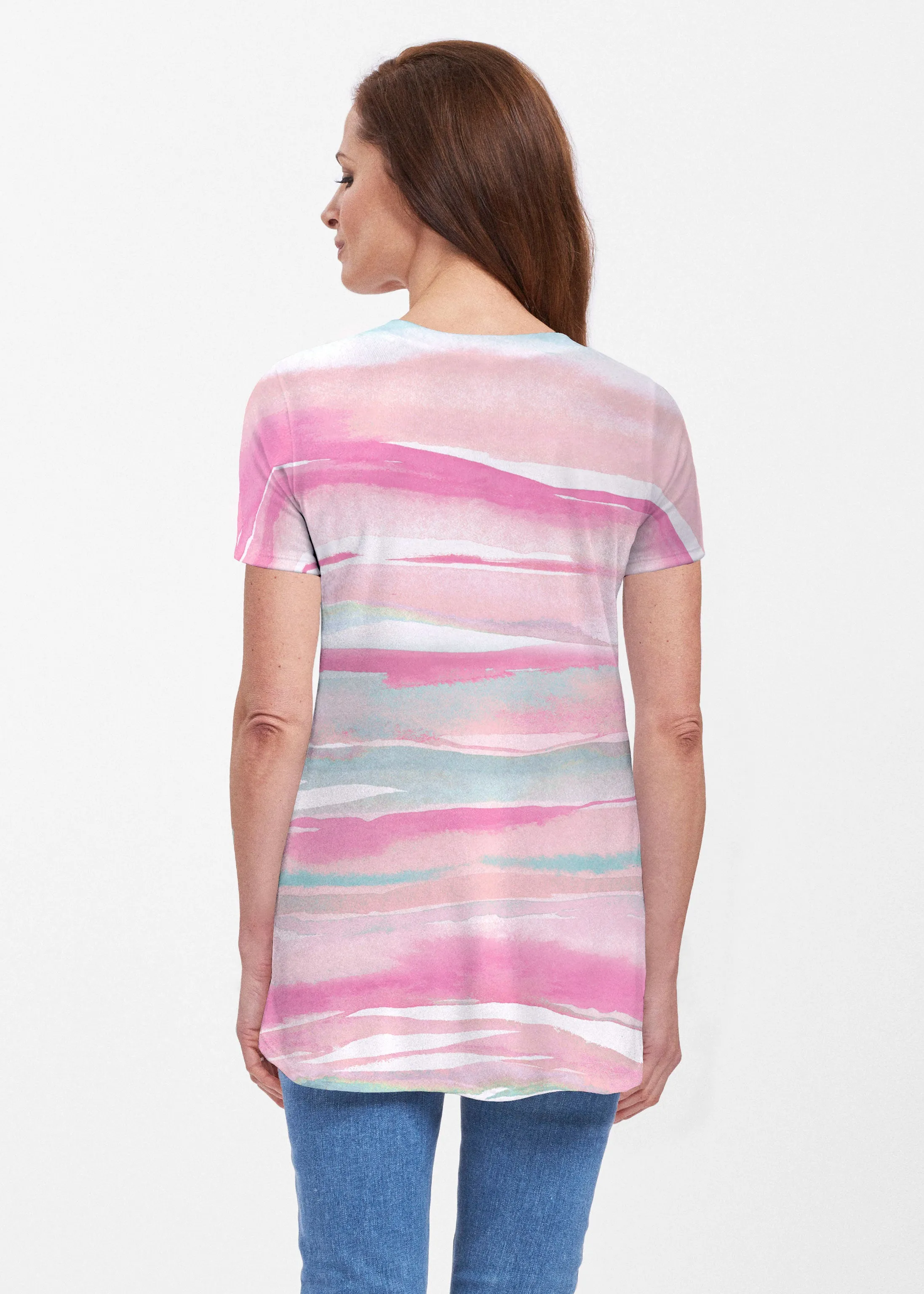 Sand Dunes Pink (16250) ~ Short Sleeve Butterknit tunic