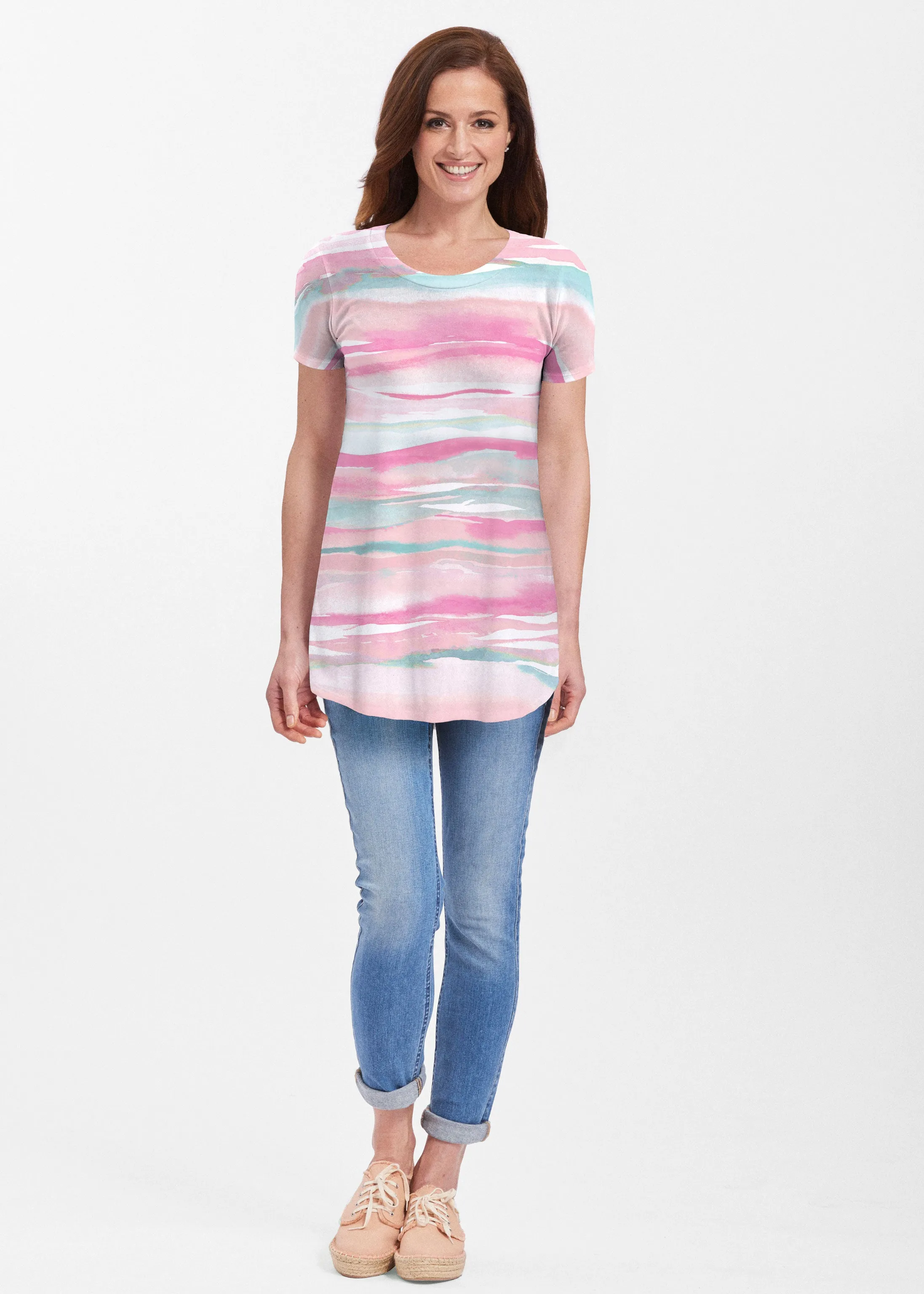Sand Dunes Pink (16250) ~ Short Sleeve Butterknit tunic