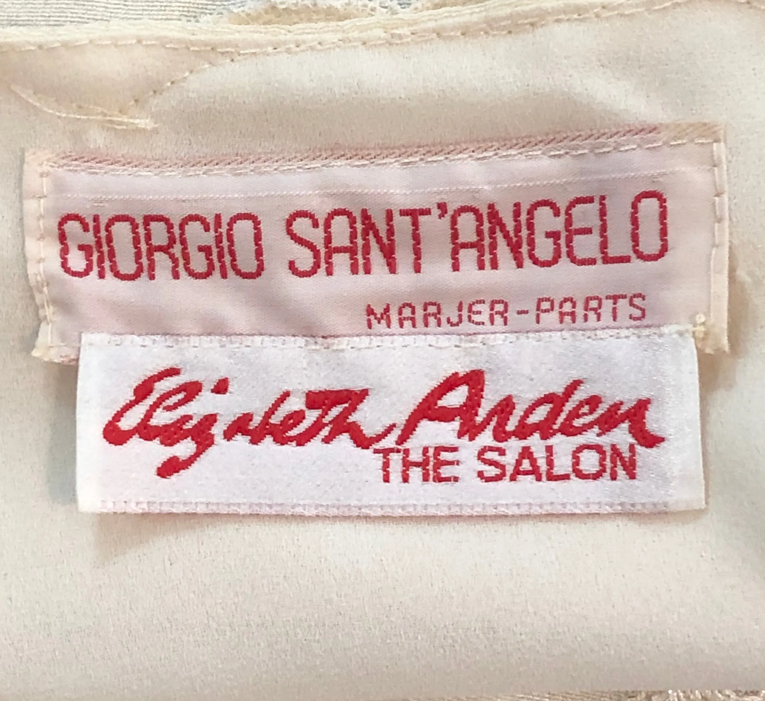 Sant Angelo Dress 70s Ivory Crepe and Silver Shot Lace