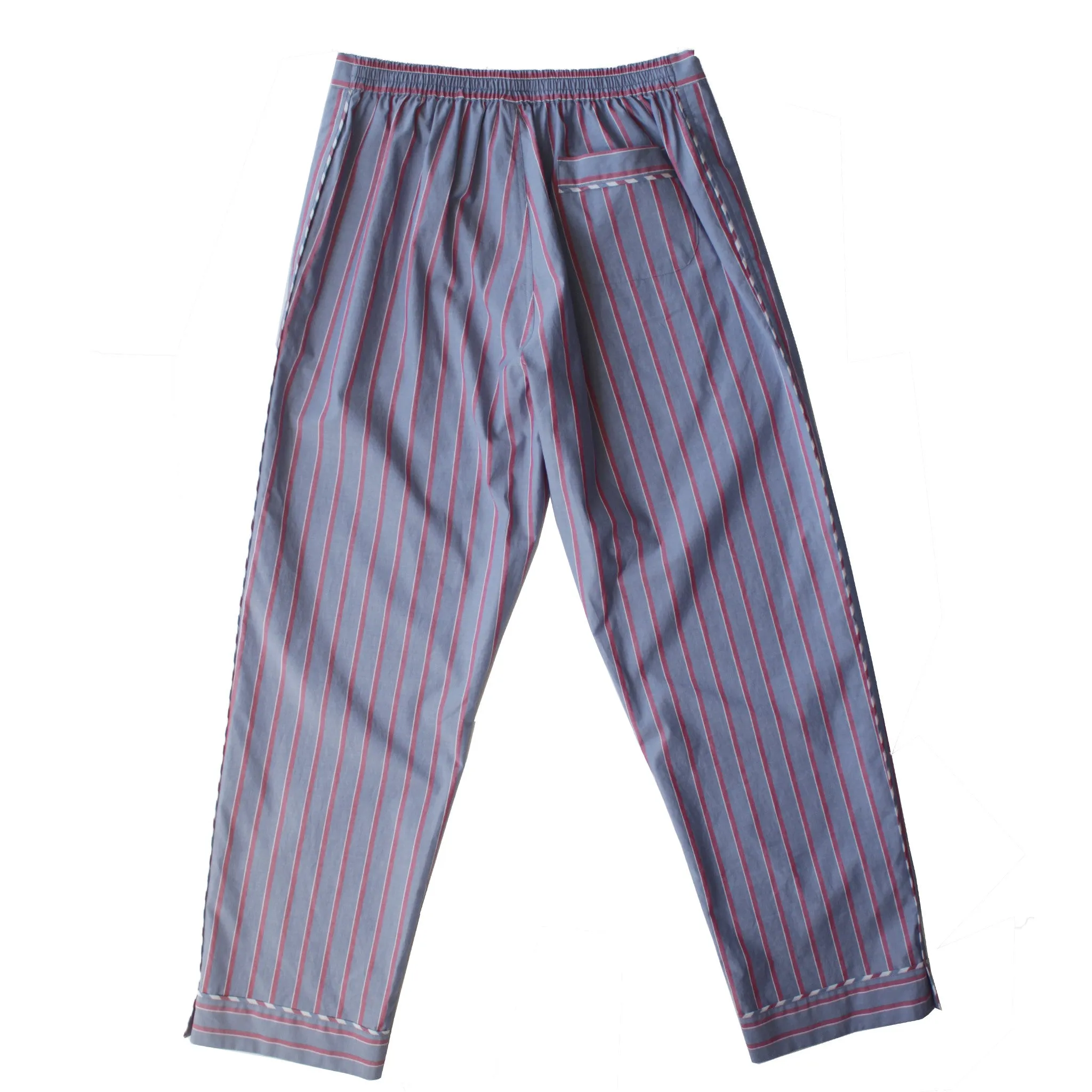 Saturn Pajama Pant in Grey and Red Stripe Italian Cotton