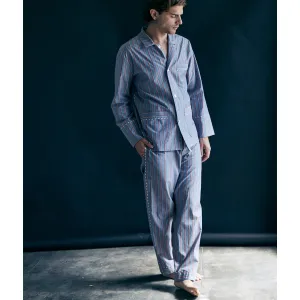 Saturn Pajama Pant in Grey and Red Stripe Italian Cotton