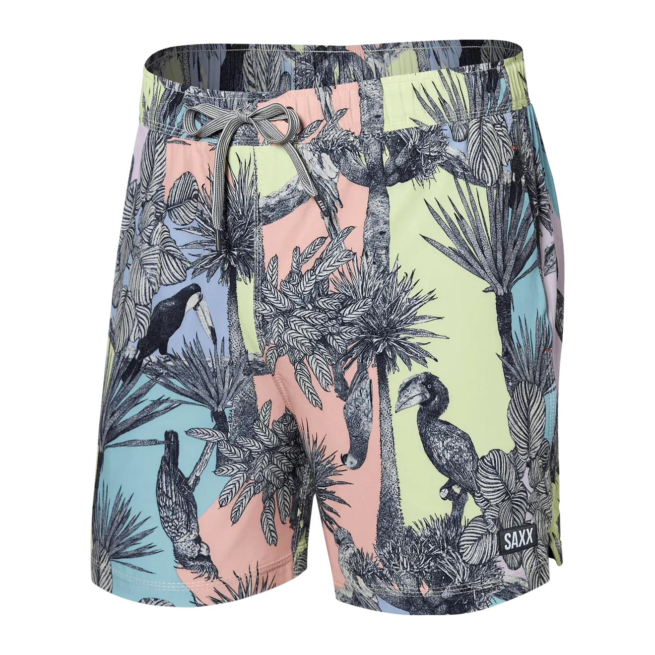 Saxx Mens Oh Buoy Stretch Volley 5" Swim Short - Aviary - Multi