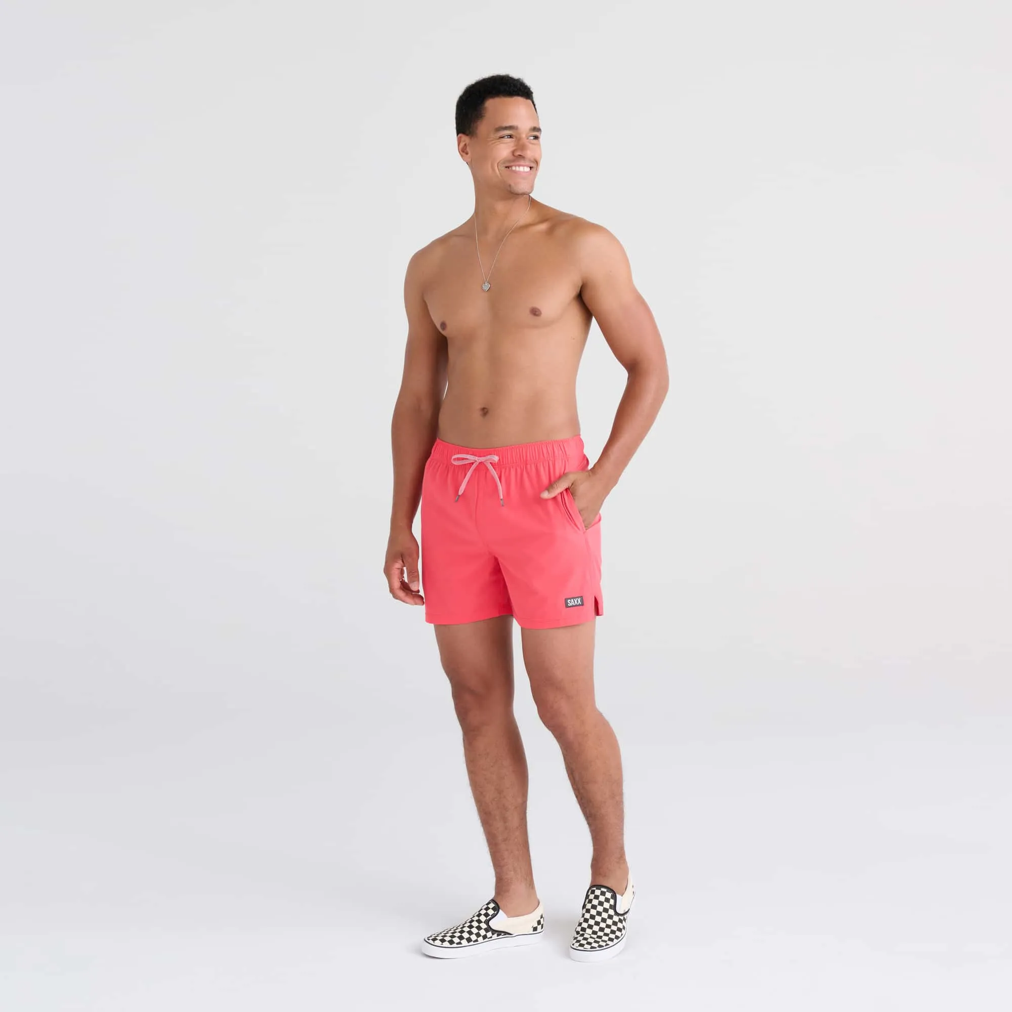 Saxx Mens Oh Buoy Stretch Volley 5" Swim Short - Hibiscus