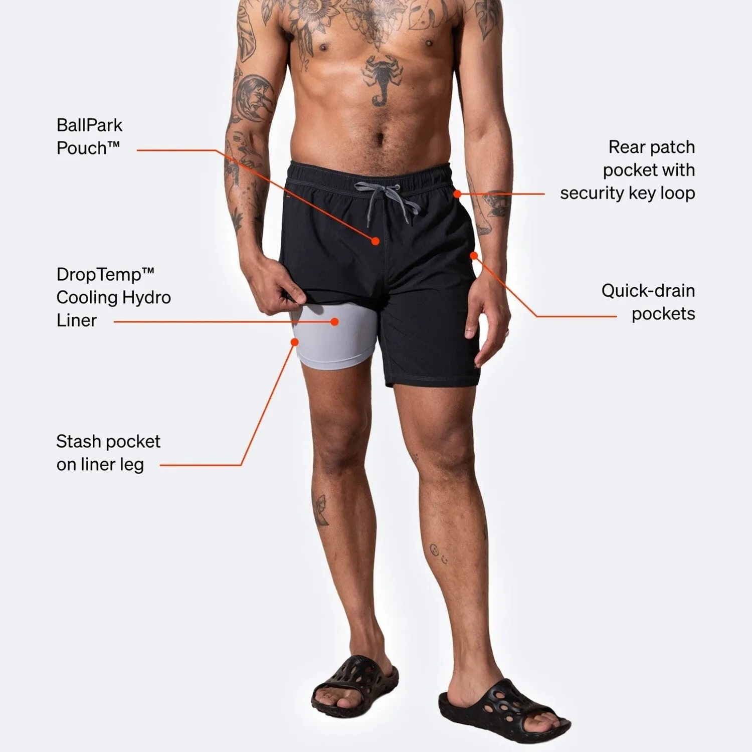 Saxx Mens Oh Buoy Stretch Volley 5" Swim Short - Trophy Catch - Flamingo