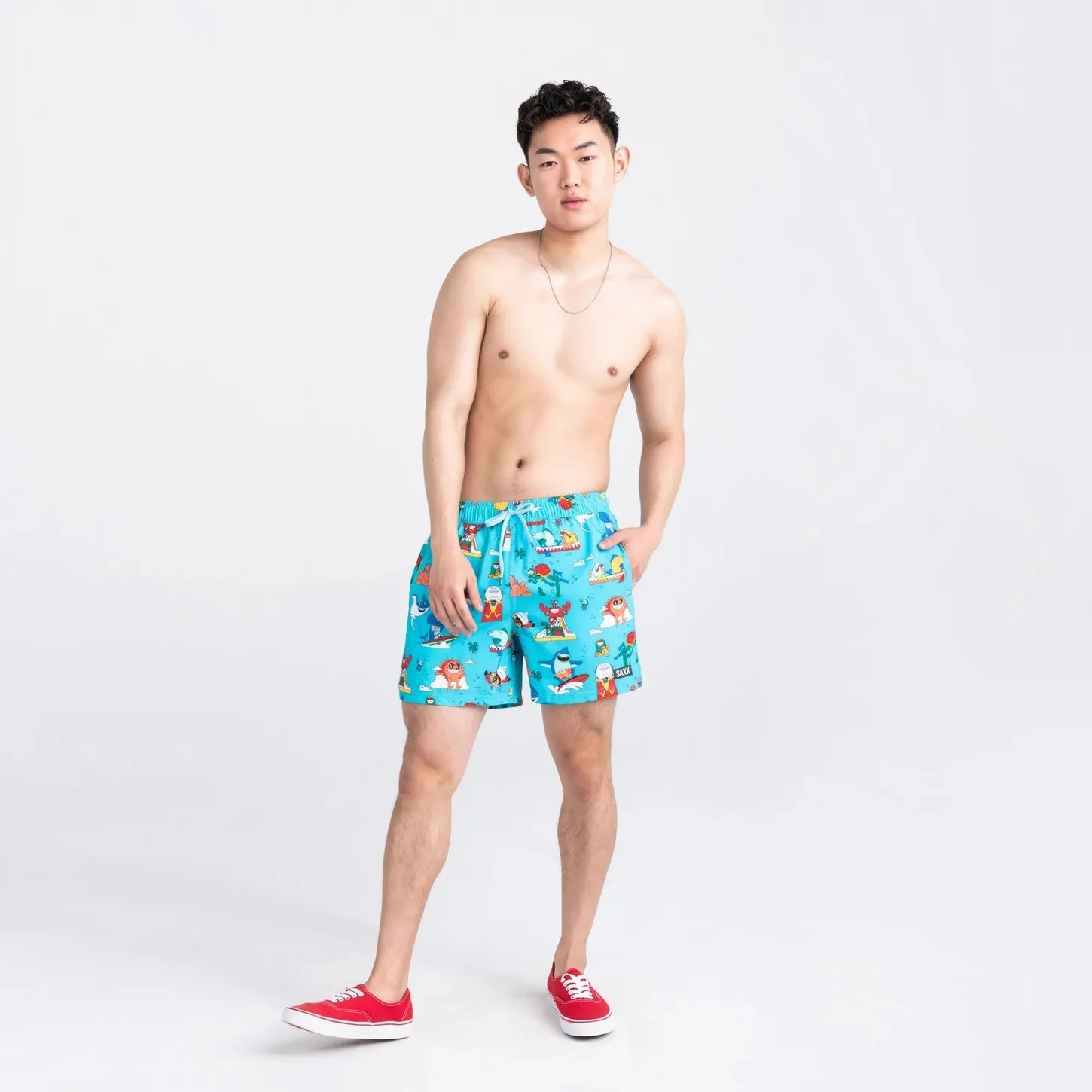 Saxx Mens Oh Buoy Stretch Volley 5" Swim Short - Water Whirled