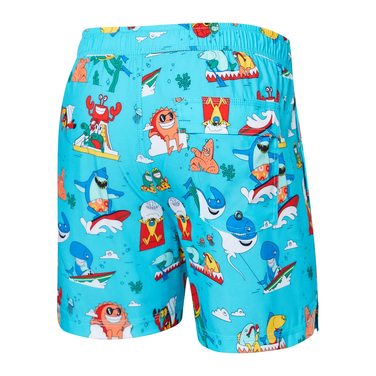 Saxx Mens Oh Buoy Stretch Volley 5" Swim Short - Water Whirled
