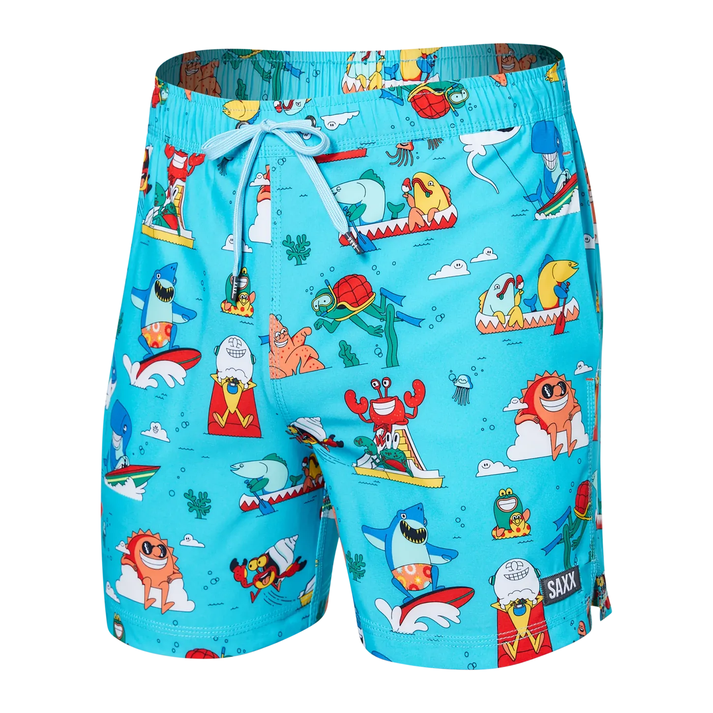 Saxx Mens Oh Buoy Stretch Volley 5" Swim Short - Water Whirled