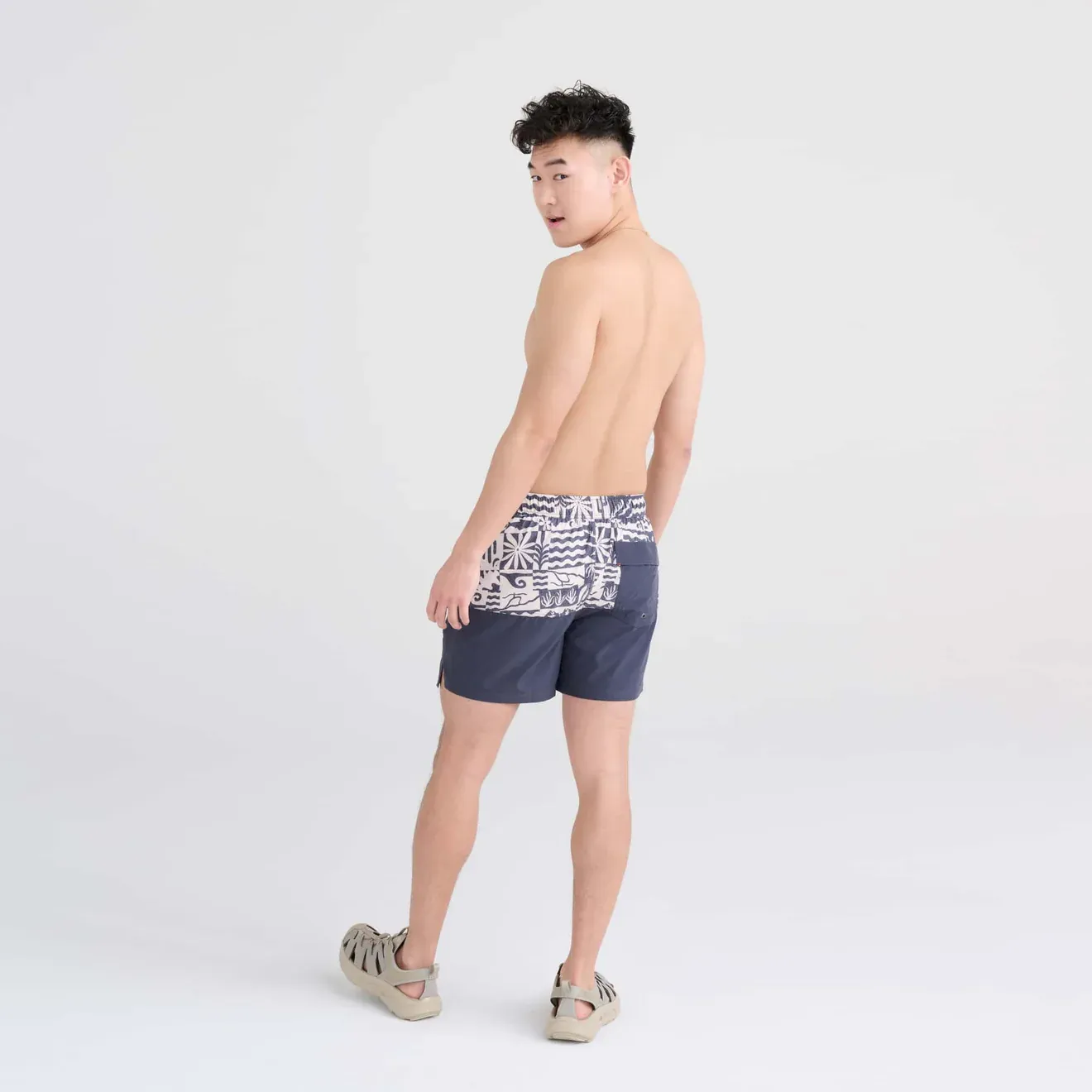 Saxx Mens Oh Buoy Stretch Volley 5" Swim Short - West Coast - India Ink