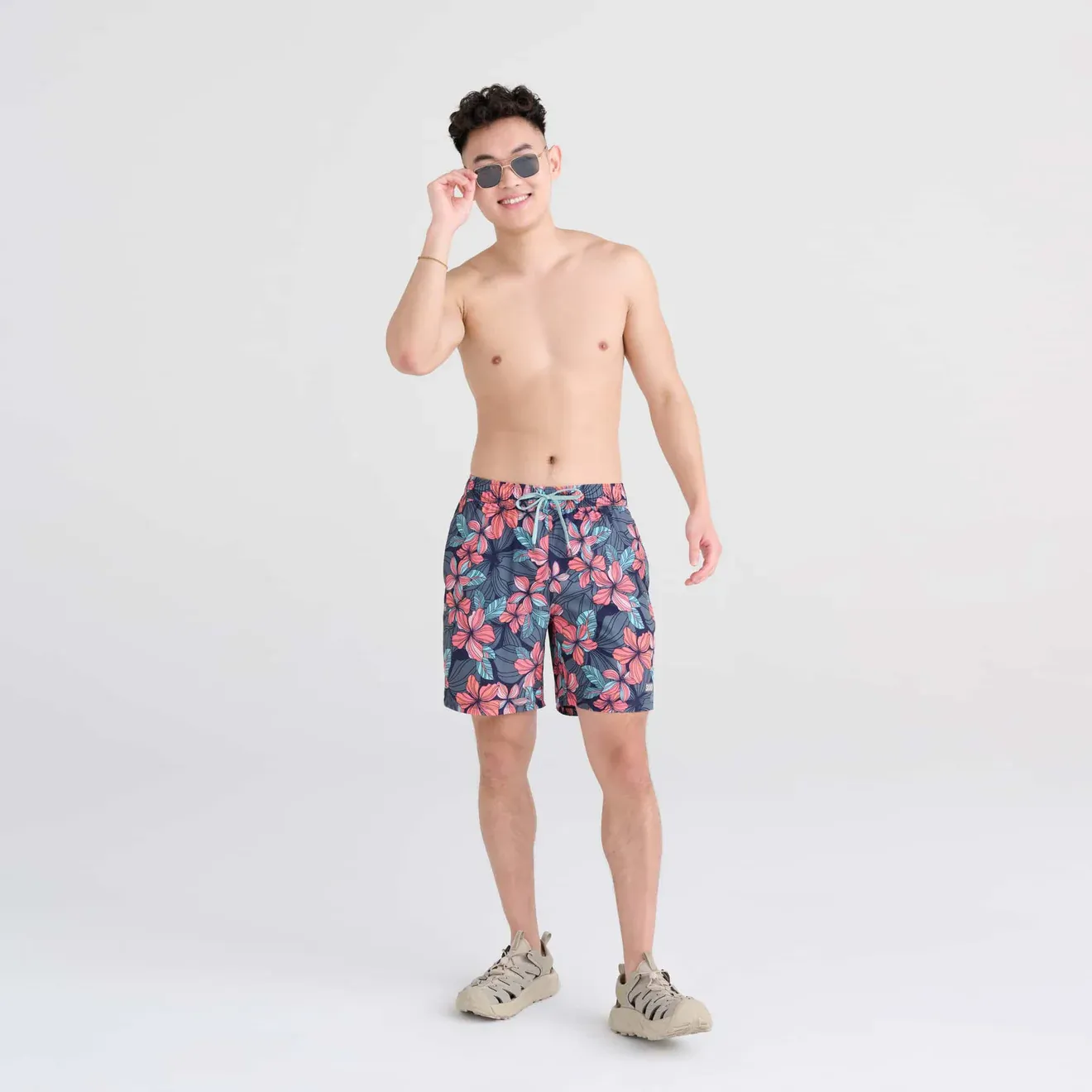 Saxx Mens Oh Buoy Stretch Volley 7" Swim Short - Deep Jungle - Maritime