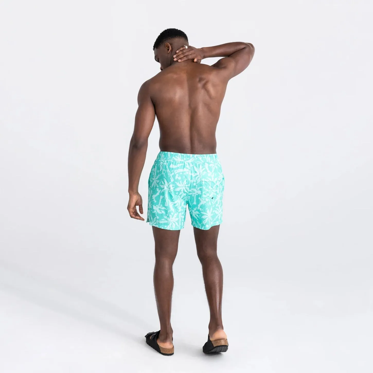 Saxx Mens Oh Buoy Stretch Volley 7" Swim Short - Splash Palms
