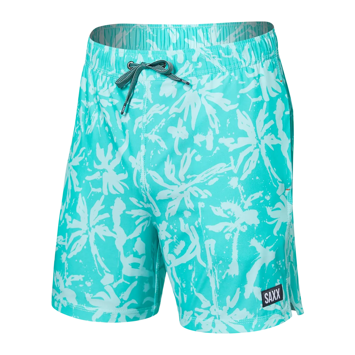 Saxx Mens Oh Buoy Stretch Volley 7" Swim Short - Splash Palms