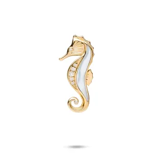 Sealife Seahorse Mother of Pearl Pendant in Gold with Diamonds- 27mm
