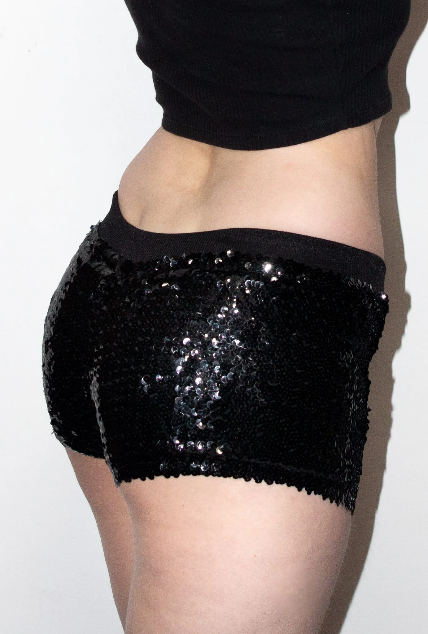 Sequin Black Booty Shorts