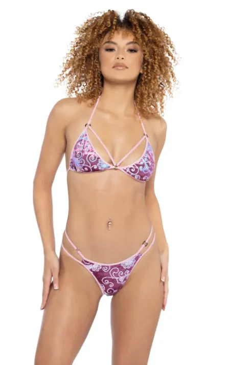 Sequin Velvet Top and Ring Bottom Set - White JR135