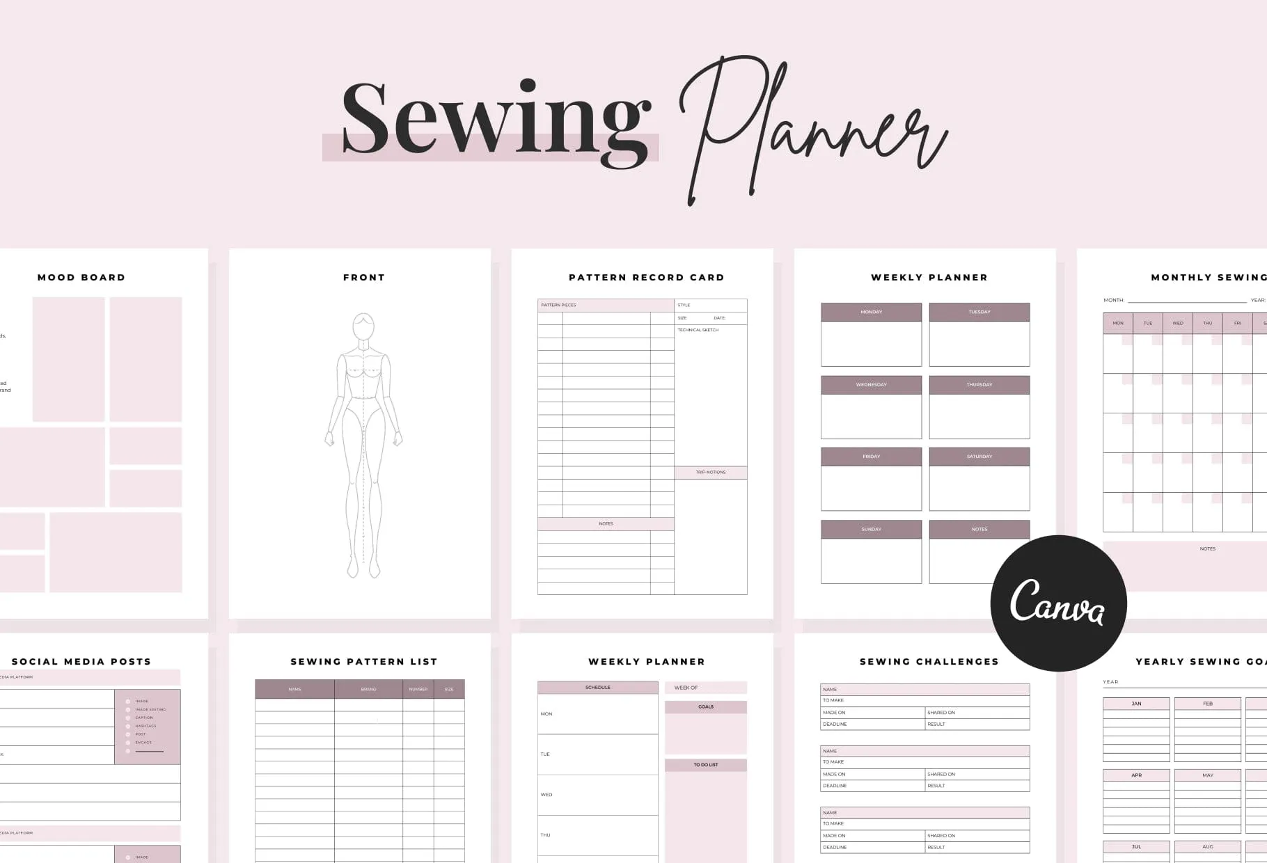 Sewing Planner Canva Template