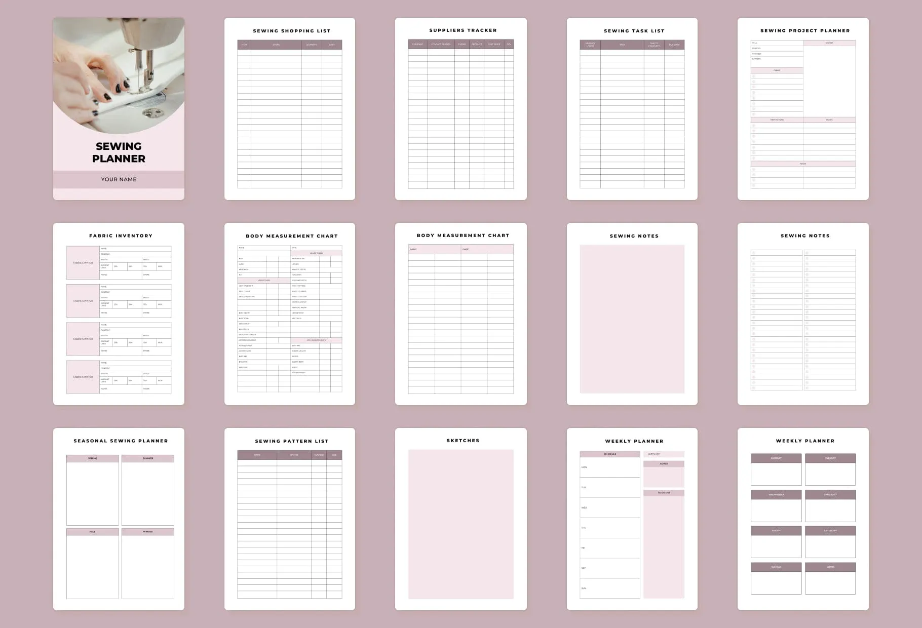 Sewing Planner Canva Template