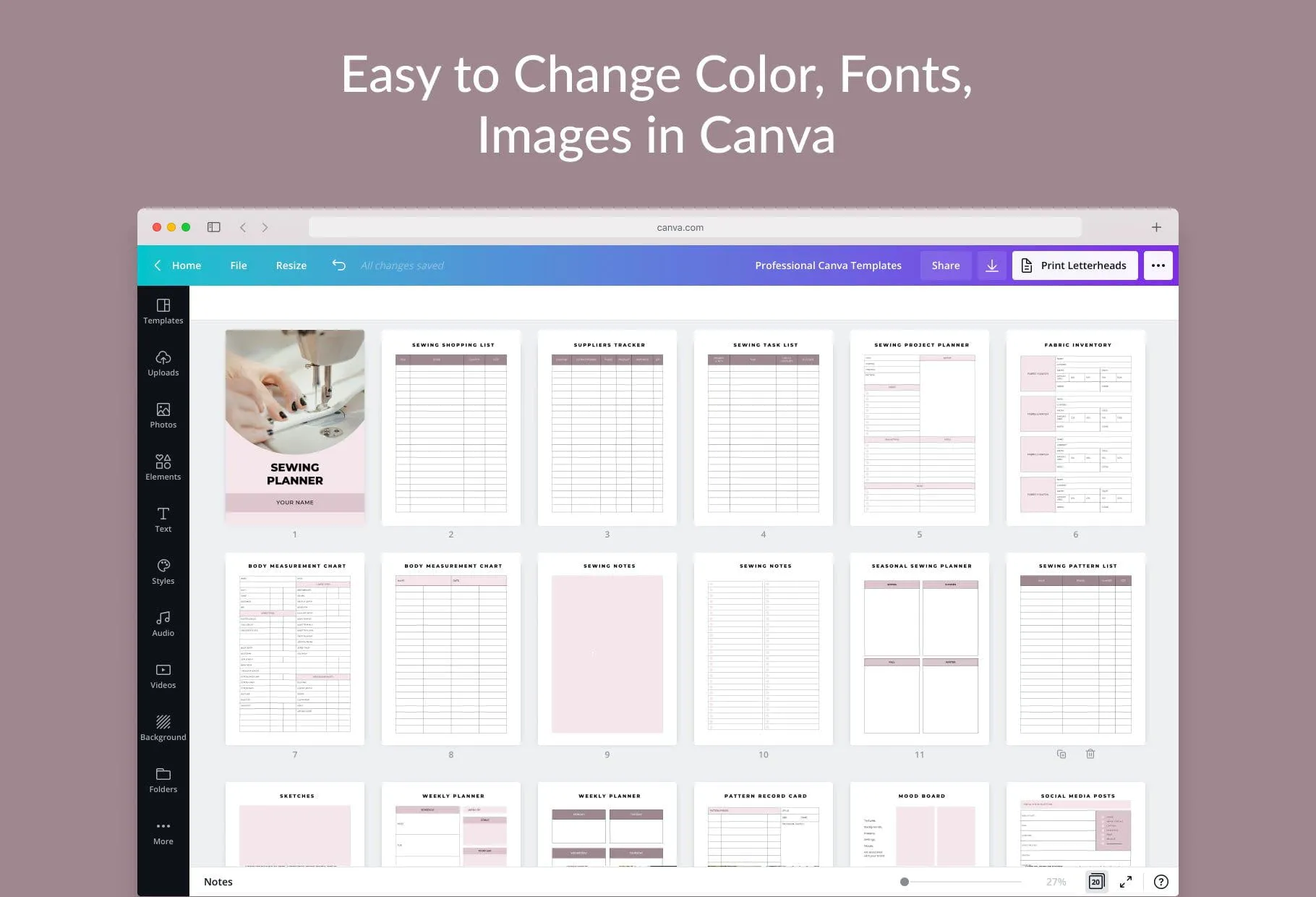 Sewing Planner Canva Template
