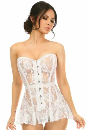 Sexy White Sheer Lace Corset Dress