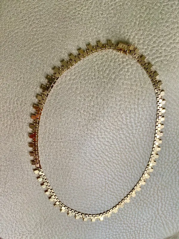 Shimmering 24g Gold necklace - Hexagon link solid 18k gold - Italian vintage