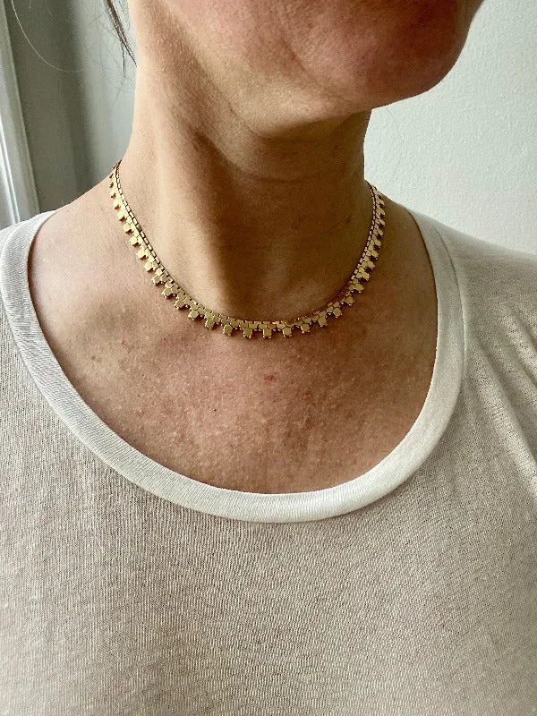 Shimmering 24g Gold necklace - Hexagon link solid 18k gold - Italian vintage