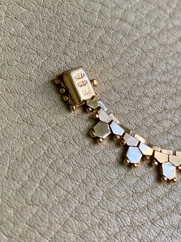 Shimmering 24g Gold necklace - Hexagon link solid 18k gold - Italian vintage