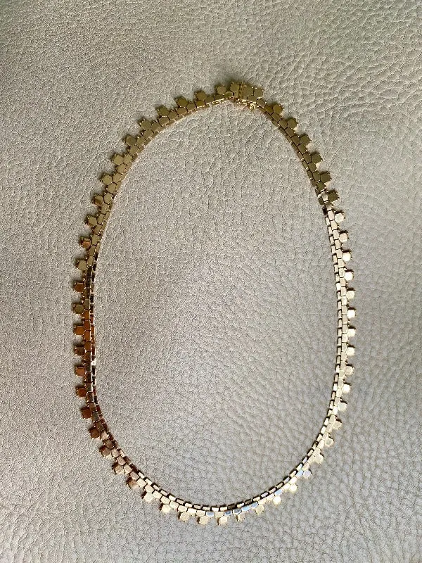 Shimmering 24g Gold necklace - Hexagon link solid 18k gold - Italian vintage