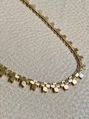 Shimmering 24g Gold necklace - Hexagon link solid 18k gold - Italian vintage