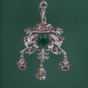 Silver & Chrysoprase Pendant c1930