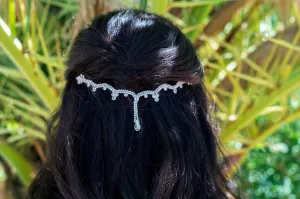 Silver Wave Teardrop Hair Chain, Hair Vine